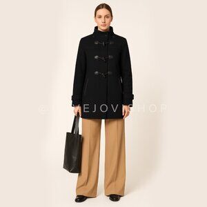 Acadamia | Hilfiger Black Wool Peacoat w Horn Toggle Button | Preppy Streetwear